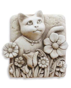 Cast Stone Plaque Featuring Cats Smitten Kitten